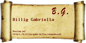 Billig Gabriella névjegykártya